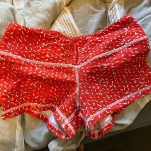 Fleo Red and White Athletic Shorts